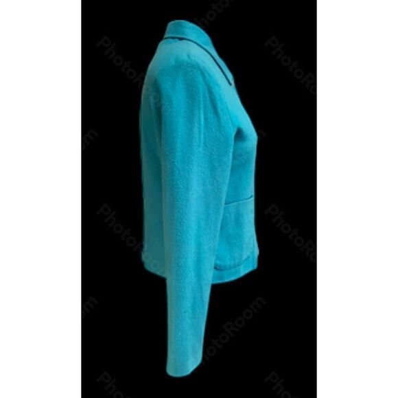 Winter Silks Silk blend Jacket Turquoise Blue Button Front Sz 8 - Picture 6 of 11